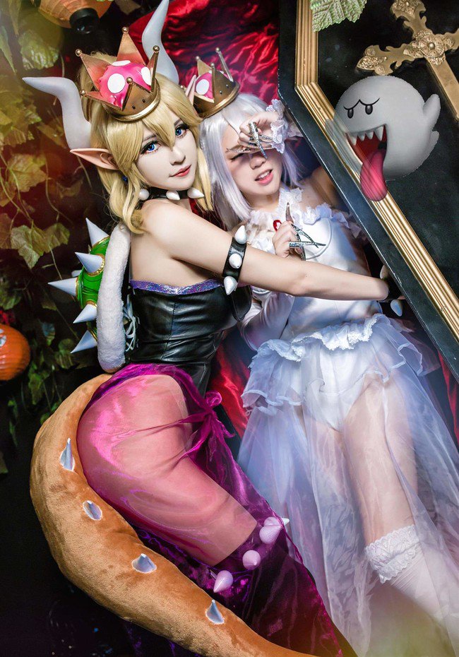 jacobogs's tweet image. Cosplay días con Boosette y Bowsette