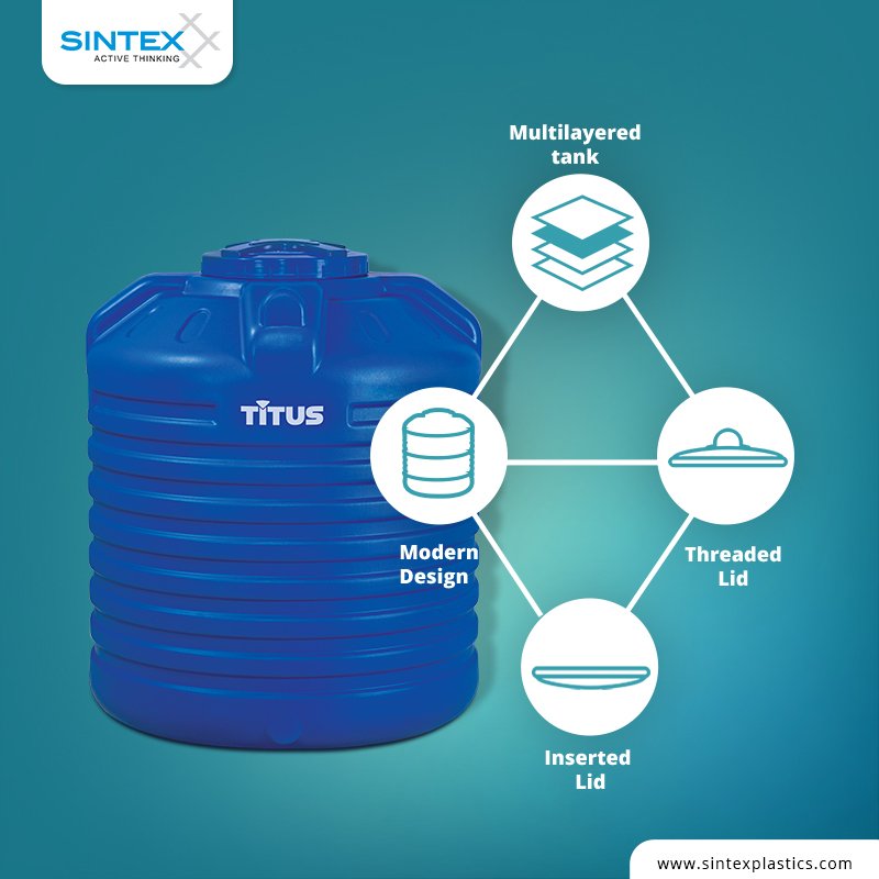 The multiple layers, threaded lid and inserted lid paired with modern design makes #SintexTitus the most efficient water tank available in the market. #WaterTank #ActiveThinking #Sintex