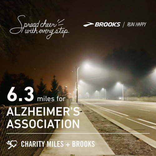happyrunningmom's tweet photo. 6.3 @CharityMiles for @alzassociation. Thx @BrooksRunning for sponsoring me! #RunHappy #SpreadCheerWithEveryStep https://t.co/CeyyL4tPZf https://t.co/z1BjxobM8l
