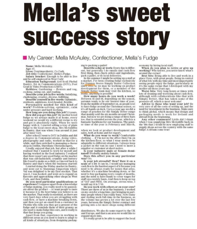 Simply Better at Dunnes Stores (@simplybetterds) on Twitter photo Great feature for our <a href="/SimplyBetterDS/">Simply Better at Dunnes Stores</a> producer <a href="/MellasFudge/">Mellas Fudge</a> in today’s @CorkEveningEcho
Have you tried our range of handmade fudge yet? #DiscoverSimplyBetter Great feature for our <a href="/SimplyBetterDS/">Simply Better at Dunnes Stores</a> producer <a href="/MellasFudge/">Mellas Fudge</a> in today’s @CorkEveningEcho
Have you tried our range of handmade fudge yet? #DiscoverSimplyBetter