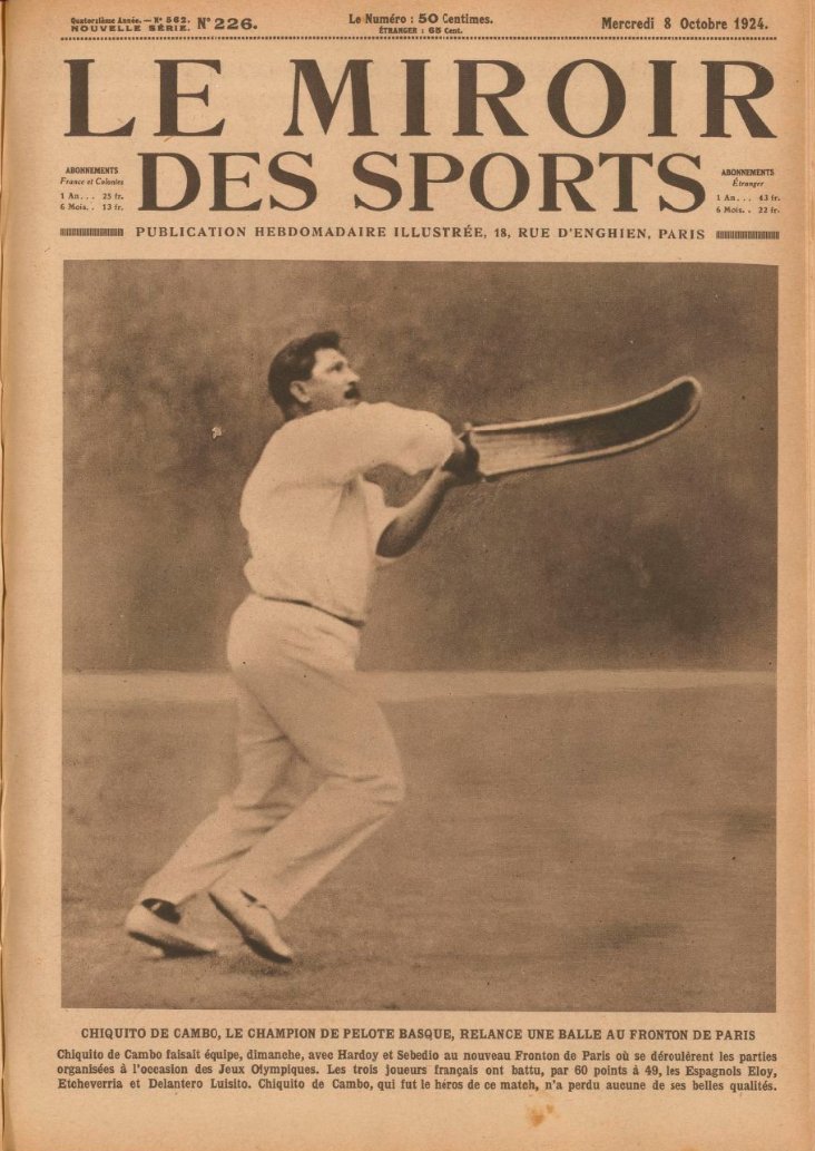 Quand le foot ne trustait pas les unes..

Pelote Basque (Miroir des Sports, 08/1924)