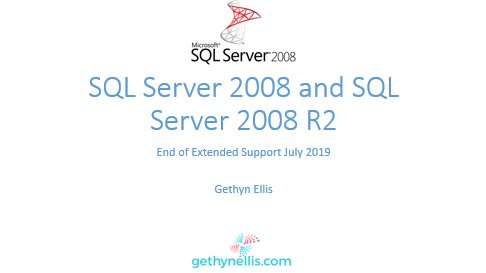 gethyn_ellis's tweet image. SQL Server 2008 and SQL Server 2008 R2 go out of extended support in July 2019. Watch my latest video which discusses the options available to you if you still have these versions of SQL Server running buff.ly/2UU3o1b #SQLServer #SQLServerUpgrade