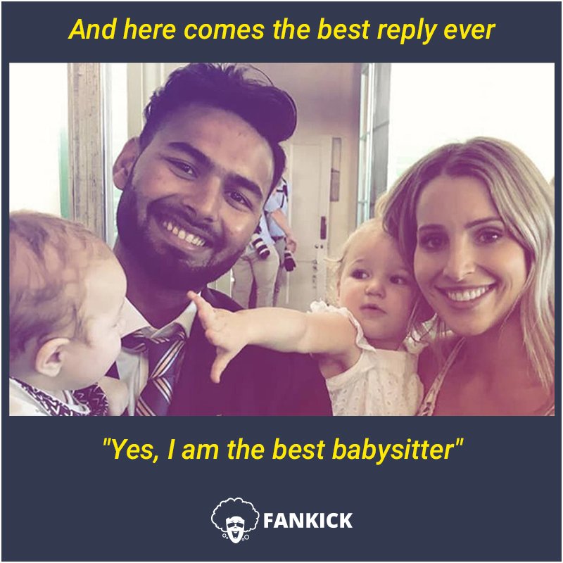 crickbanter's tweet image. .@RishabPant777 winning hearts in #AUS! We all know that Paine invited Pant to do some #babysitting in a funny banter. Though Pant paid back by calling him a '#temporarycaptain', Off the field Pant spent some time with Paine's kids and won the tag 'Best Babysitter' from his wife.