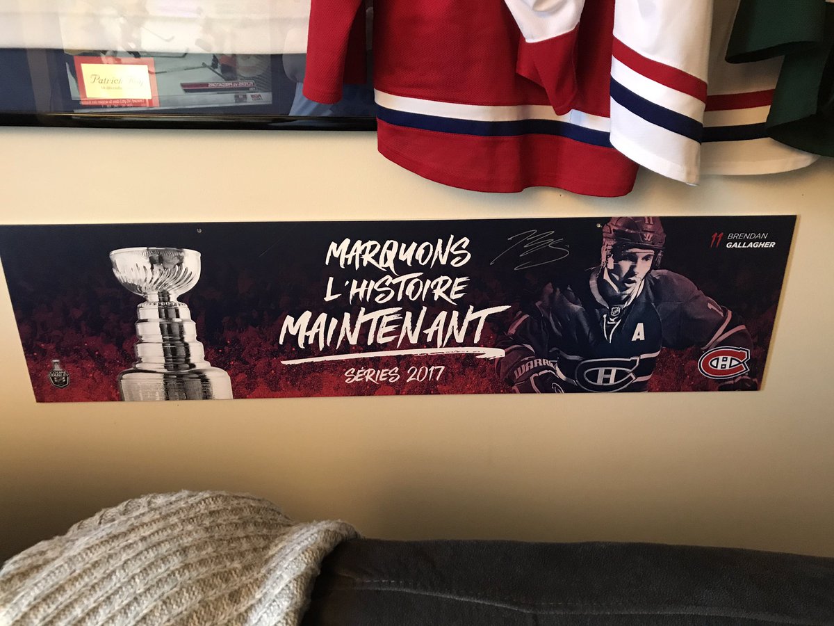 KarineHains's tweet photo. Lazy PC display day: Other view of the living room, Shrine, autographed pictures, jerseys and stick in support of @YouCanPlayTeam #gohabsgo #pcdisplay #club1909 https://t.co/qcn7YzluTI