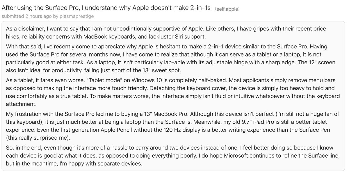 I just realized that Apple doesn't add multiple profiles to iPad just so one family has to buy multiple devices. I hate the dominance of these motherfuckers more and more... 

Can another company make a decent tablet for once?

please don't say "but muh Surface" 👇
