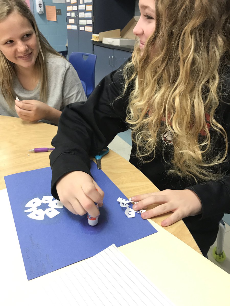 ArtEdTweets's tweet photo. #6thgradeart #students #study #photos of real #snowflakes identifying #radialsymmetry #learn how to fold a circle into #6ths and glue them to their #winter #haiku poems #literature #science #math #culture #japaneseculture #haikupoetry #collage #languagearts https://t.co/CkSVrsiwBY