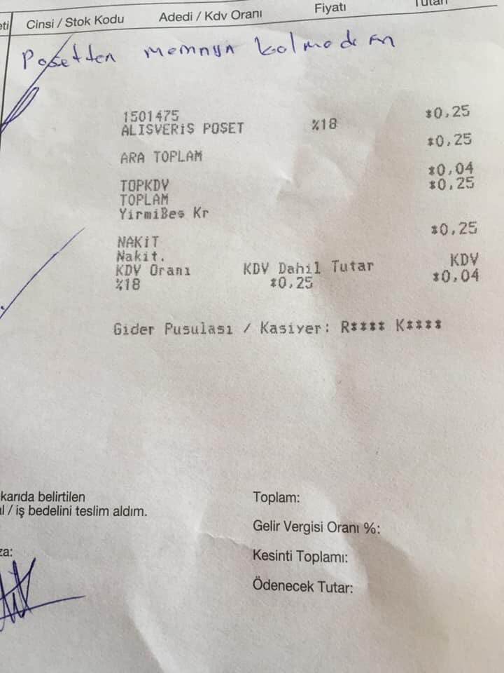 Herifin biri bimden aldığı poşetin fişte işlendiğini görünce, eşyaları eve götürdükten sonra iade etmiş 2019’un ilk kralı acvadvscbshm