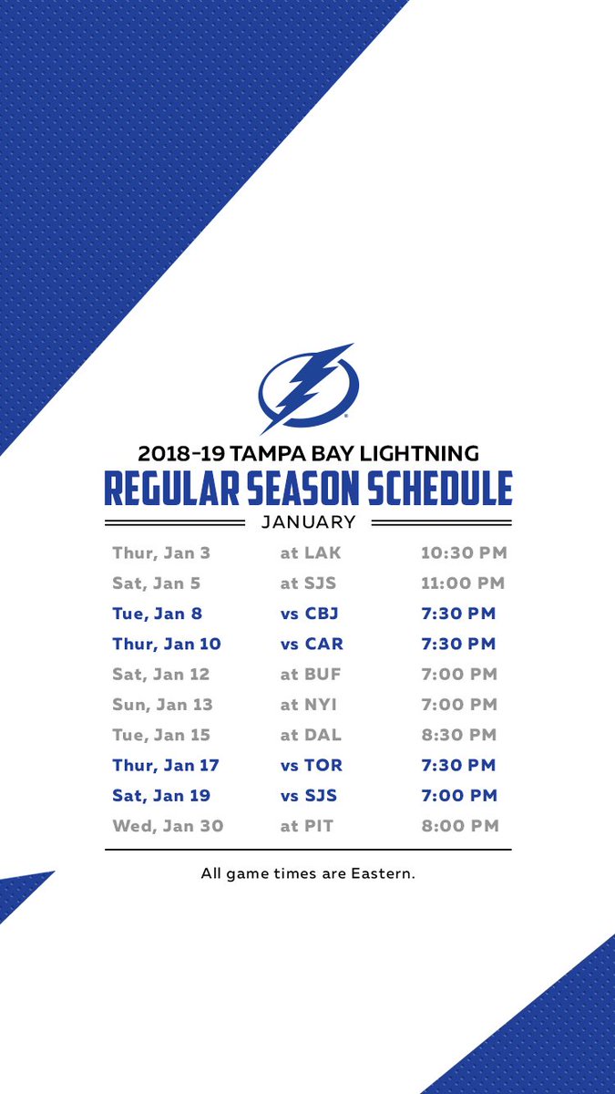 Tampa Bay Lightning Schedule Printable