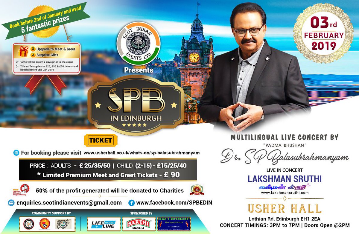 Just weeks away for the most awaited show in #Edinburgh #Scotland #Legend #SPB live at @theusherhall Don’t miss it. @siafscotland @edinspotlight @EdinReporter @edinburghdiwali @EdinburghUni @HeriotWattUni @sabashscotland @edinburghevents