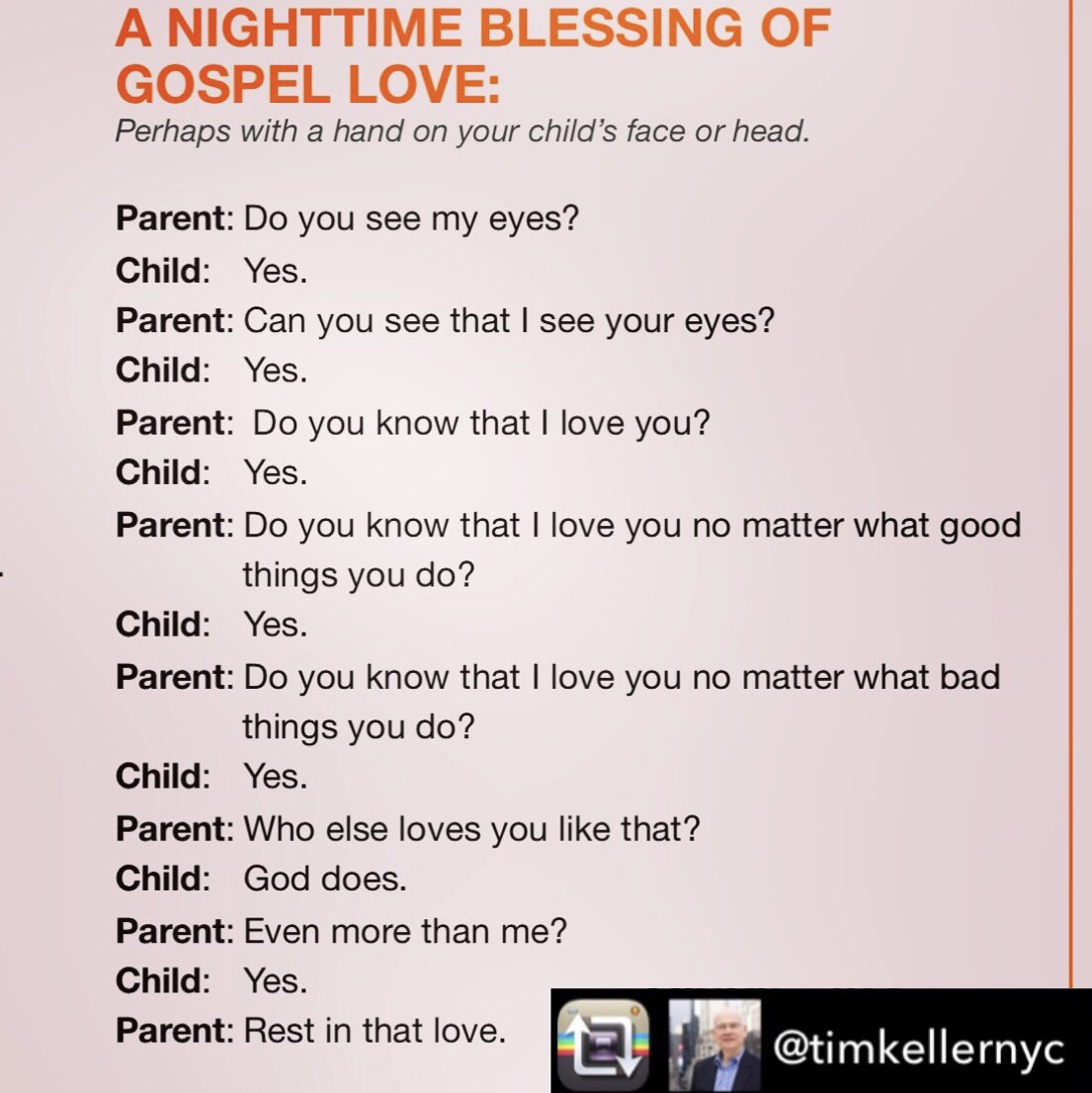 Justin_W_Earley's tweet image. Coolest thing about this #CommonRule prayer getting reposted by @timkellernyc on Instagram is thinking how many children might hear the words of the gospel before they go to bed tonight. Thousands and thousands and thousands. Think about that.

instagram.com/p/BsJYPixl1Wc/…