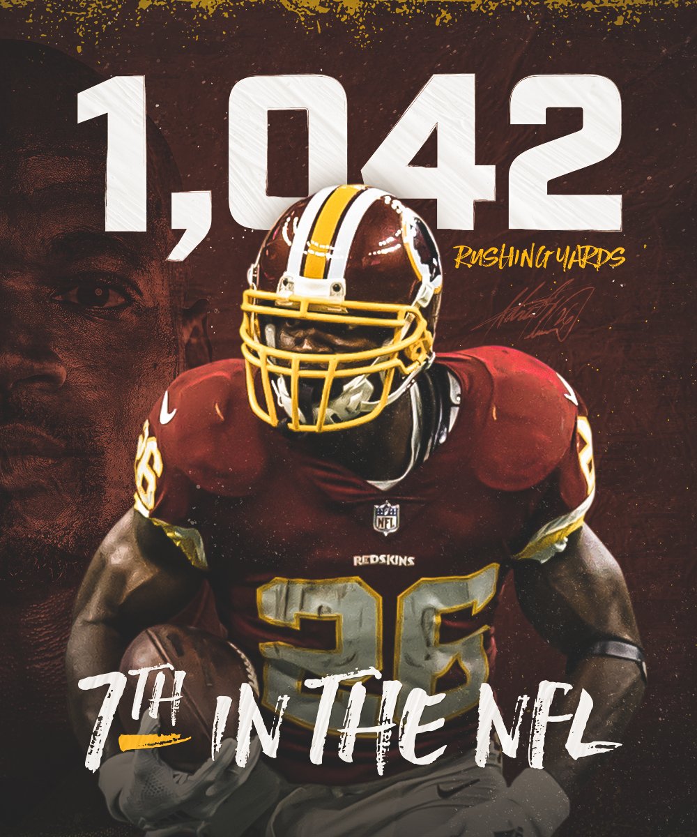 Commanders's tweet photo. Make it 8️⃣ career 1,000-yard rushing seasons for @AdrianPeterson. #HTTR https://t.co/ABiClZcZbN