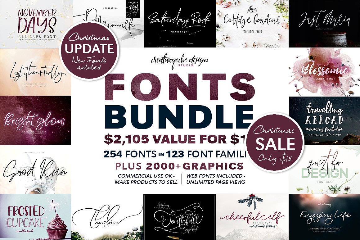 Sauleta_'s tweet image. Christmas sale! FONTS BUNDLE - 123 Font families (value $2,105) for $15! (Limited time offer)
creativemarket.com/CreativequbeDe…

#Font #fonts #fontsbundle #graphicdesign #branding