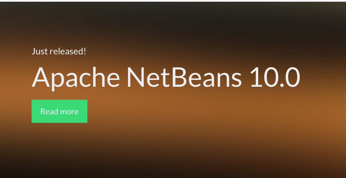 java's tweet image. Apache NetBeans 10 has been released with Java 11 support and JUnit 5 integration.  

@muellermi
#NetBeans #Java11 #JUnit5 

netbeans.apache.org/download/index…