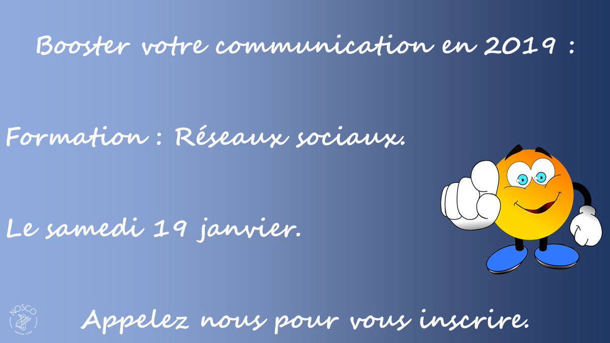 nosco66's tweet photo. Nous vous souhaitons une merveilleuse nouvelle année 2019.
Et pour bien la préparer, nous vous proposons une formation pour réussir votre communication professionnelle sur les réseaux sociaux.
A très bientôt, Dominique
#formation#perpignan#reseauxsociaux#performance https://t.co/5Mj67ArkRT