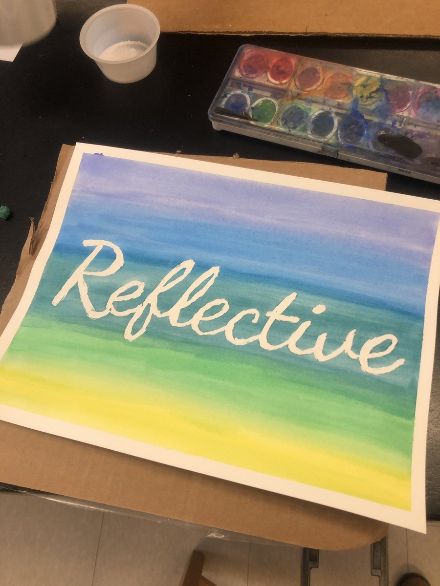 ACSMueller's tweet photo. Thx @acsARTstudio for “Back to School” teacher work day activity. Great way to gather some focus for the new year. ❤️ #OneWord and using masking fluid is fun! https://t.co/WMmyxCRMMg
