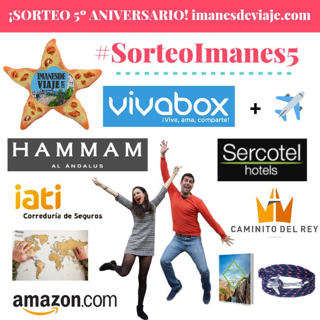 imanesdeviaje's tweet photo. ¿Aún no has participado en nuestro PEDAZO DE SORTEO 5º ANIVERSARIO? Sorteamos un viaje por Europa con vuelos, una escapada a Madrid y mucho más. Si participas por diferentes redes sociales tienes más posibilidades de ganar.Toda la info aquí: https://t.co/DyMxlPKA6G #SorteoImanes5 https://t.co/IFIg1MPOAf