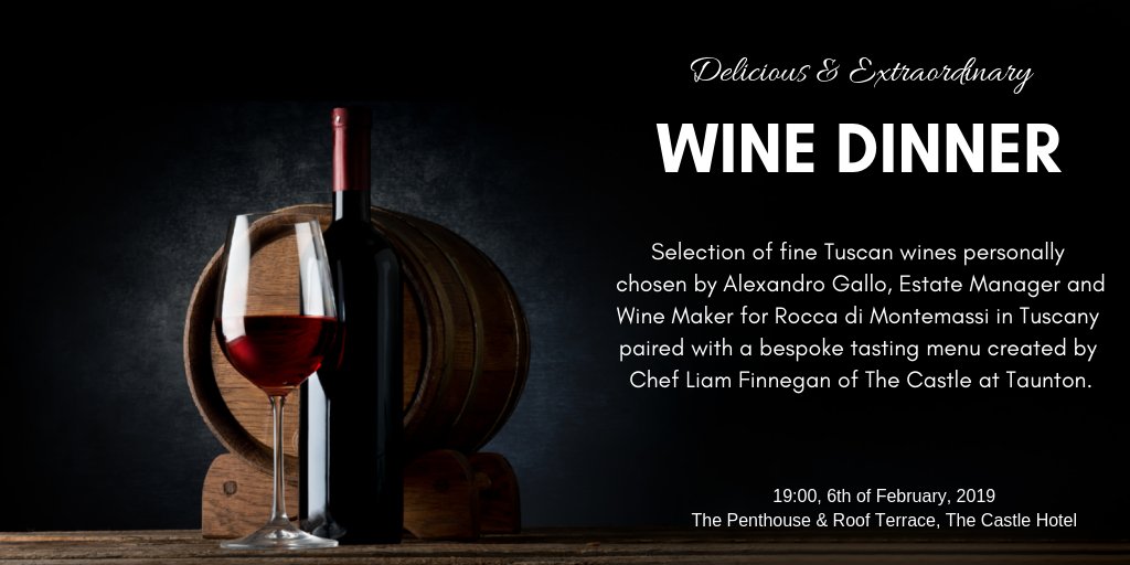 Don't miss our next wine dinner with Tuscan winemaker Alexandro Gallo on 6th February in the Castle Penthouse. A delicious evening of great food by chef <a href="/liamofinnegan/">Liam Finnegan</a> with amazing wines from @zonin1821. Book today bit.ly/2V3EWdB