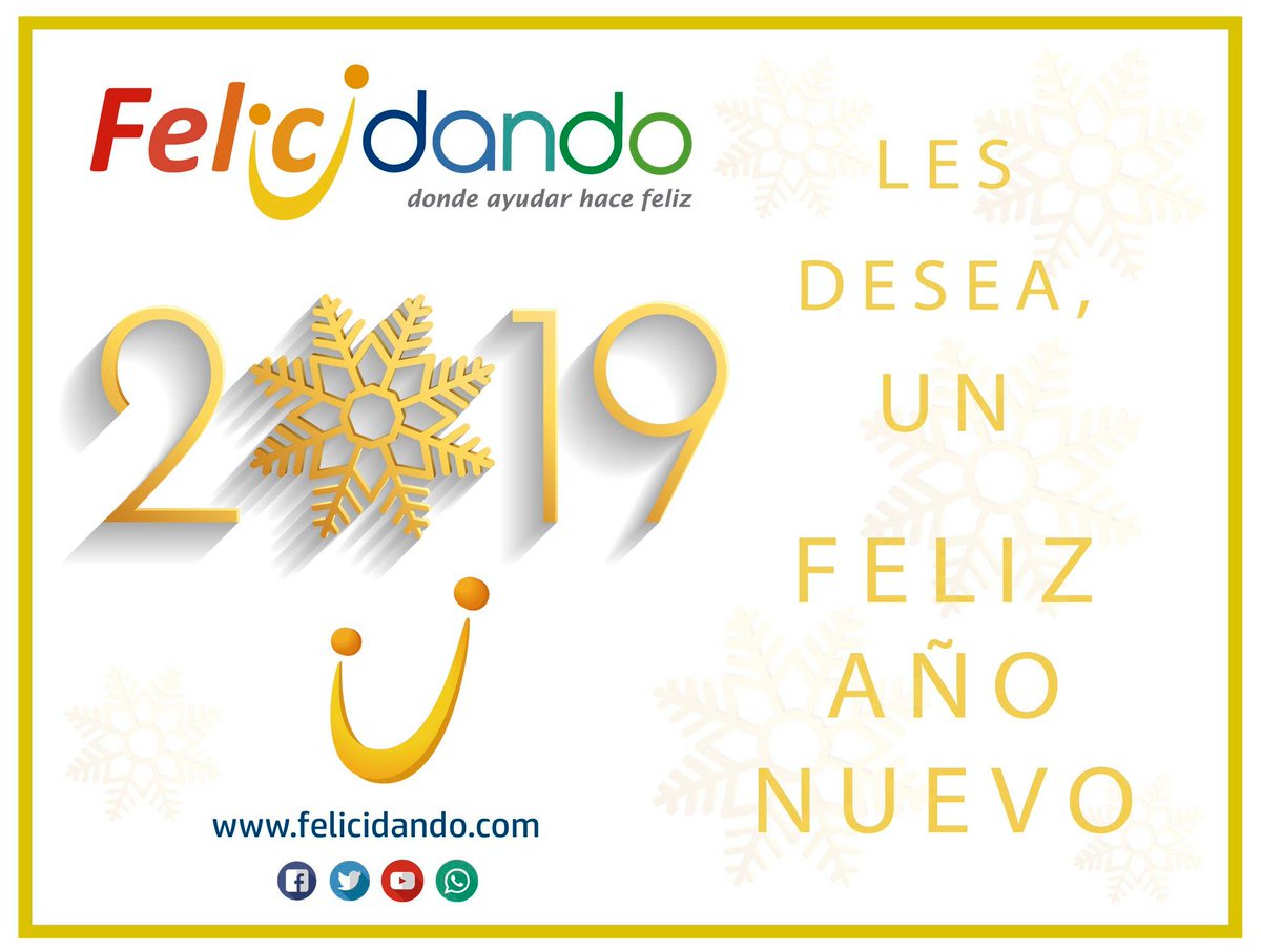 felicidando's tweet photo. Queremos desearles un venturoso año 2019 y que la salud reine en sus hogares.

"Nacimos para ser FELICES y sería genial hacer FELICES a los demás"

FELIZ AÑO 2019

Les desea el equipo de #Felicidando https://t.co/PAeQJKmWEg