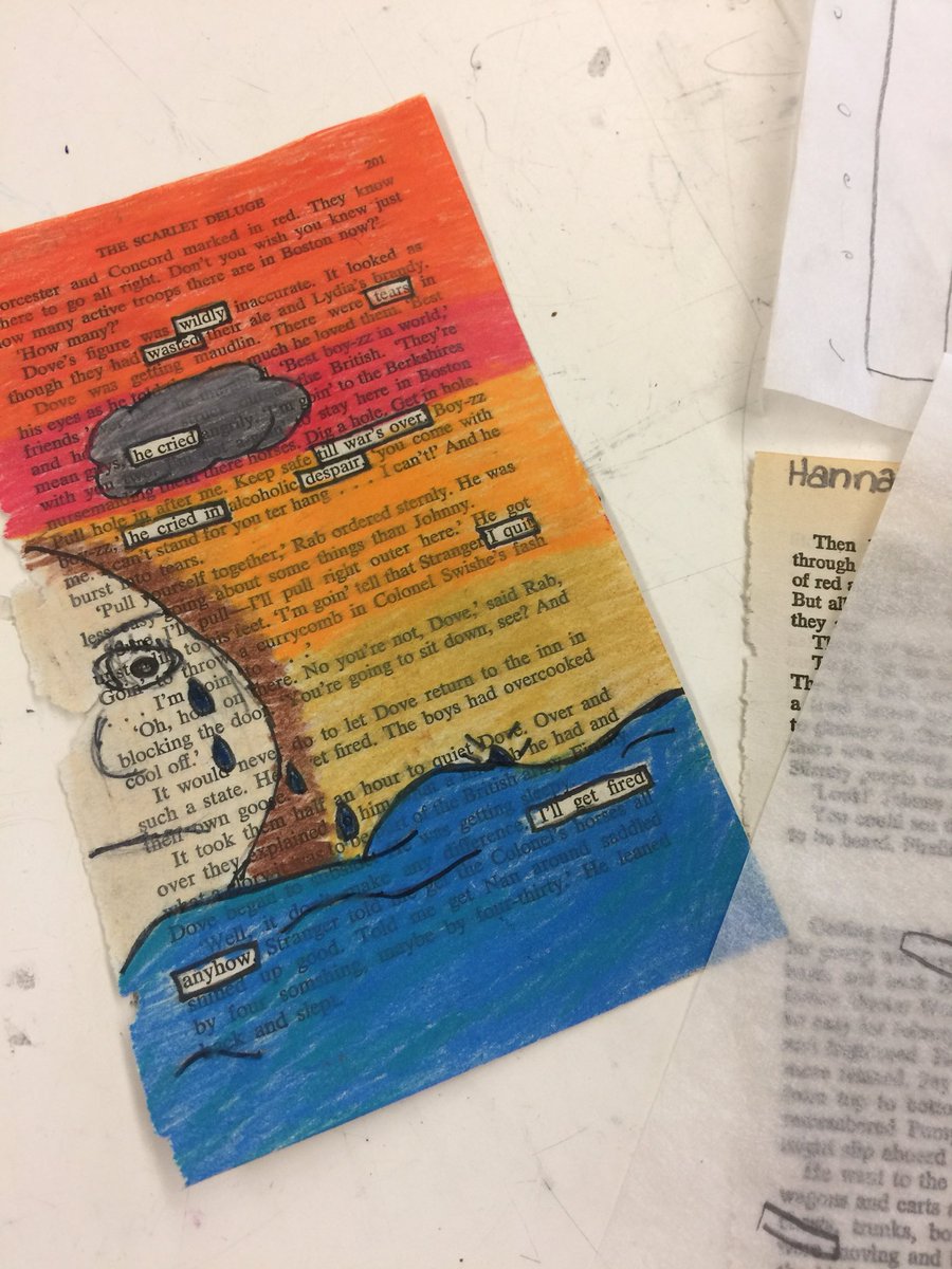 LIB_OMS's tweet photo. Love working on this quarterly blackout project with @smith25a. Books, poetry, art and student creativity...who could ask for more! @OMS_NY #blackoutpoetry https://t.co/2z0AEeueui