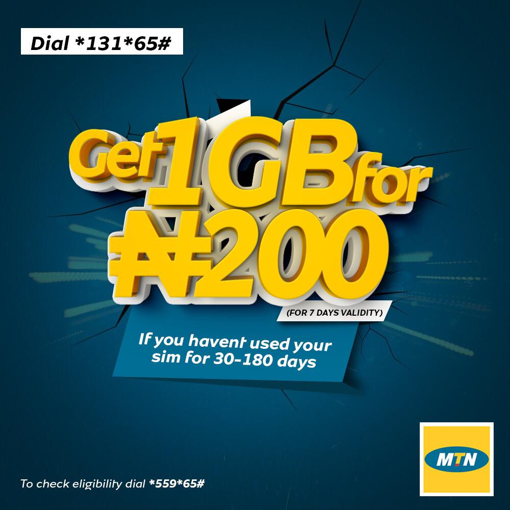 GbengaOfemi's tweet image. Here is a REASON to pick up that MTN sim you haven’t used for 30 days or more!! Dial *131*65# to get the best data deals!!! . #WelcomeBackOffer #DataDeal