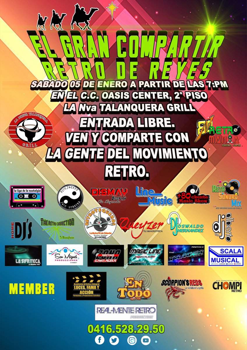AV80NRETRO's tweet photo. SAB. 05/01/19 7:PM GUATIRE C.C. OASIS 2° PISO LA TALANQUERA GRILL RETRO COMPARTIR DE REYES ENTRADA LIBRE TE ESPERAMOS. YA ARMADO ESTE PARTY PARA COMENZAR CON BUEN PIE EL 2019.  #RetroCompartir #RetroPanas #Amigos #Familia #Av80RetroMania #NostalgiaRetro #PasiomPorLoBueno https://t.co/zR0NTVGY5Y