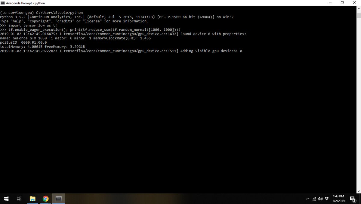 lowkeysoftcom's tweet photo. Hours and hours of trying to get #tensorflow to work... cleared all my python installs out and #Anaconda got it working in less than an hour.😅 https://t.co/ZsiUc5NUkL