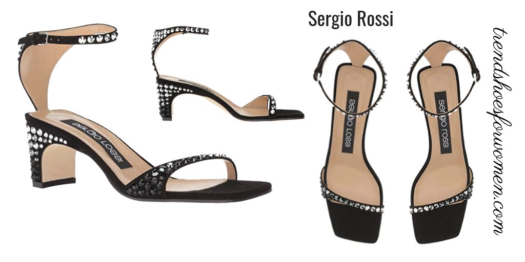 It is Sergio Rossi sandals with low heel. It is so stylish. You can use it in wedding, party, work dinner with dress and jeans. #sergiorossi #sandals #sandalswithlowheel #lowheel #black #sandalshoes #blockheel