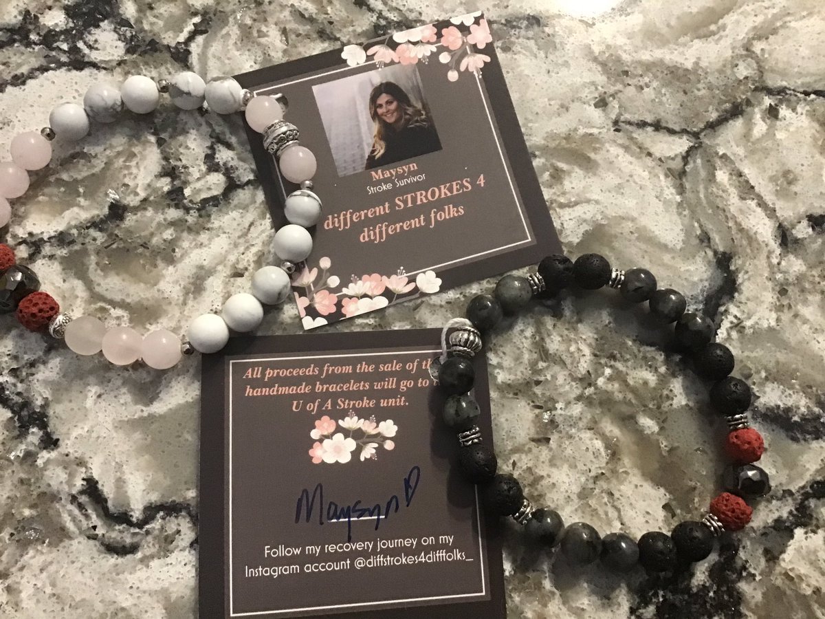 Many have asked about my daughter’s funding raising initiative for the Stroke ICU at the U of A. She is making cool bracelets and selling them for $12 with net proceeds to the cause. If interested she is doing it all on her instagram page Diffstrokes4difffolks_