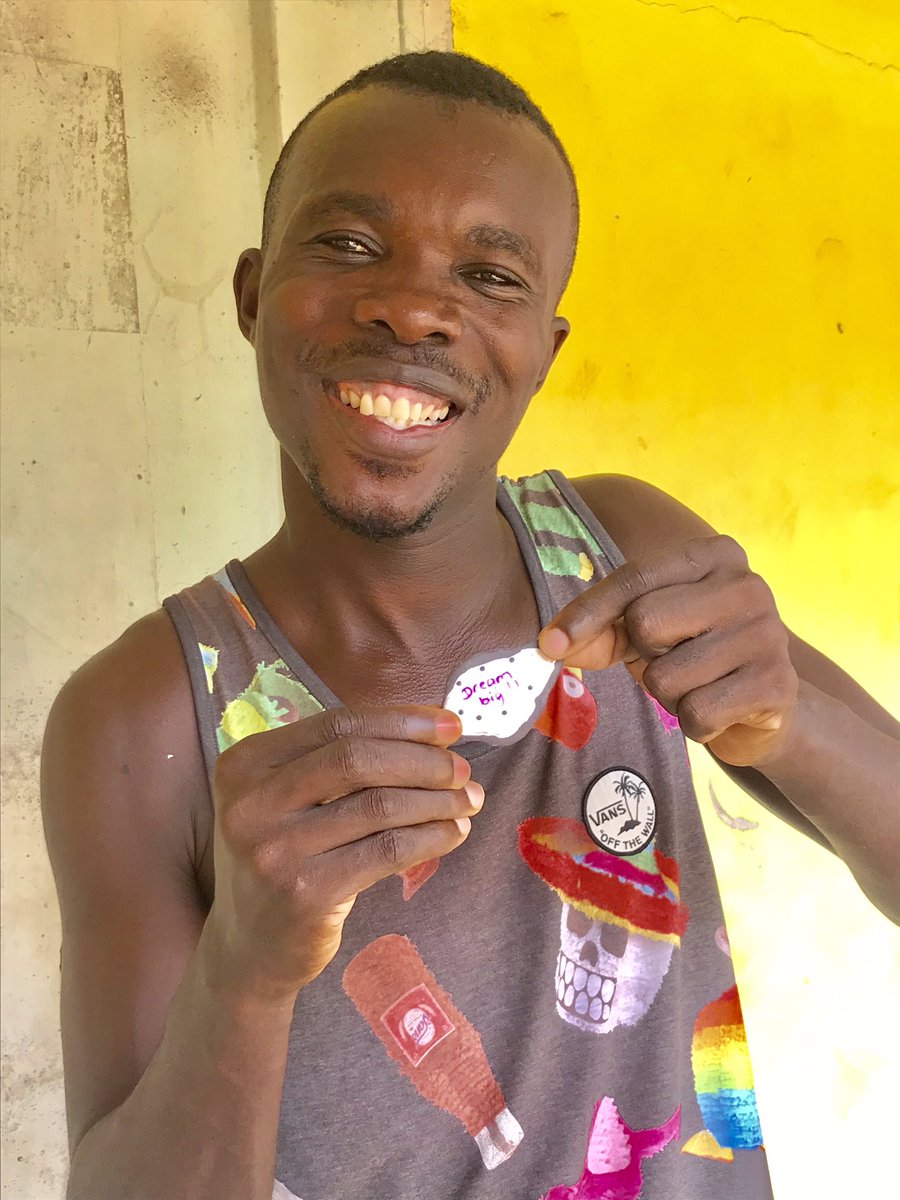 DerbyOTsociety's tweet photo. One of our #OTRocks made in #OTWeek2018 has been very well received by Ebeneizer who is head of charity work in Busua, Ghana π https://t.co/R9ksPsFXIp