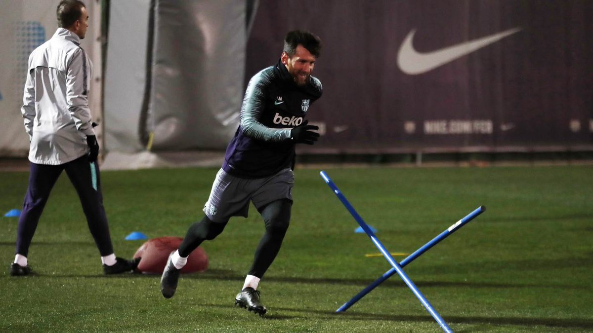 Messi, en la sesión de este miércoles (Foto: FCB).