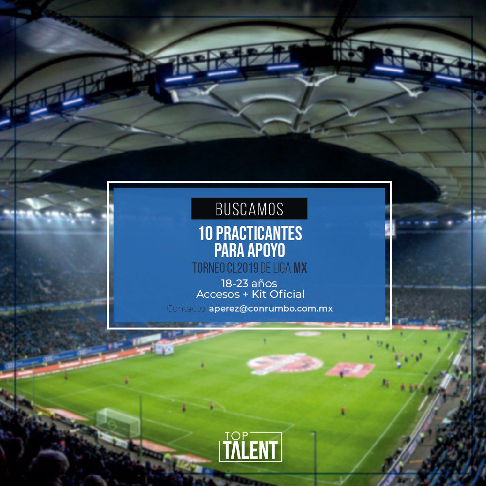 TopTalent_MX's tweet photo. Aficionados del fútbol, si tienes entre 18 y 23 años, facilidad de palabra y quieres liberar tus prácticas universitarias, ¡es tu momento!. ⚽🏆

Buscamos 10 practicantes manda tu CV a aperez@conrumbo.com.mx o aplica en: https://t.co/ouDnRBBgsX https://t.co/tZn3bAu5P7