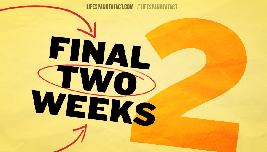 FINAL 2 WEEKS to see #LifespanofaFact on Broadway! Get your tickets now: lifespanofafact.com