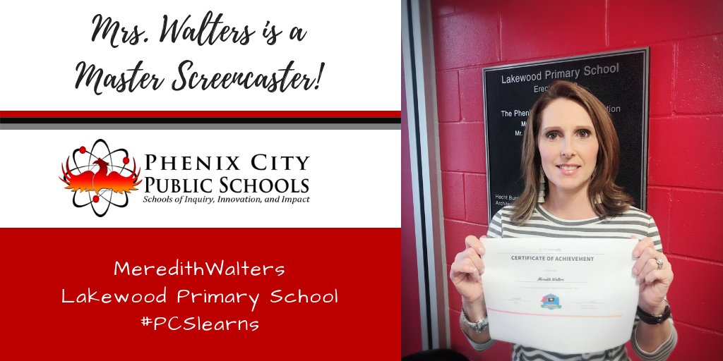 itsinpc's tweet photo. Congratulations to Mrs. Walters from @LPSbirdiesPC. She took advantage of the break and became a Master Screencaster. @PCBOE @Screencastify #sharePCS #PCSlearns https://t.co/NV8vEA7N8N