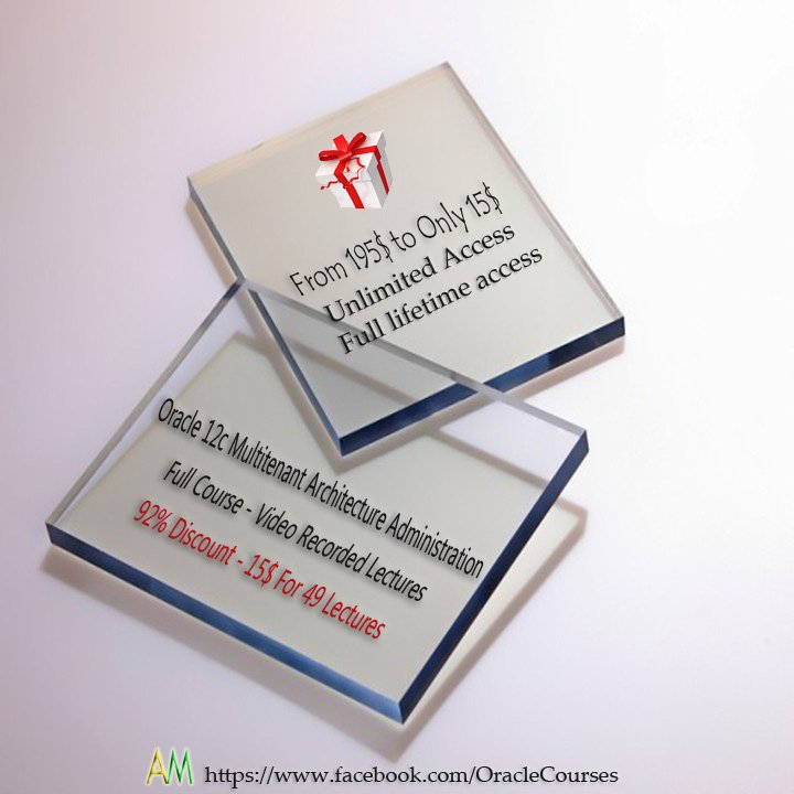 OracleCourse's tweet photo. Take Christmas gift coupons NOW, offer valid till 4 January.2019
Oracle 12c Multitenant Architecture Administration From 195$ to 15$ ,92% discount
a coupon is
https://t.co/kYzVpvHL9w
#Toronto #technology #ThinkAutonomous #techtalksummits #tech #Training
#Tecnologia #trusthive https://t.co/8hw2xGOPuX