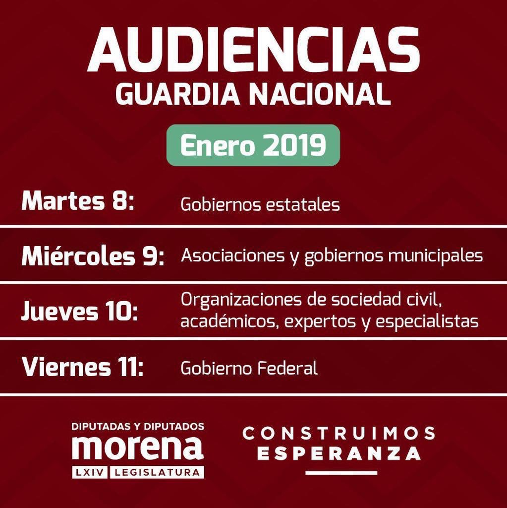 DeniseDresserG's tweet photo. ¿Por qué el nuevo gobierno anuncia reclutamiento para #GuardiaNacional cuando no ha sido aprobada, habrá audiencias públicas la semana próxima para evaluar sus riesgos/proponer alternativas civiles, y corre en contra de la Constitución que no ha sido reformada aún? 👇 https://t.co/XKSfsHbK0b