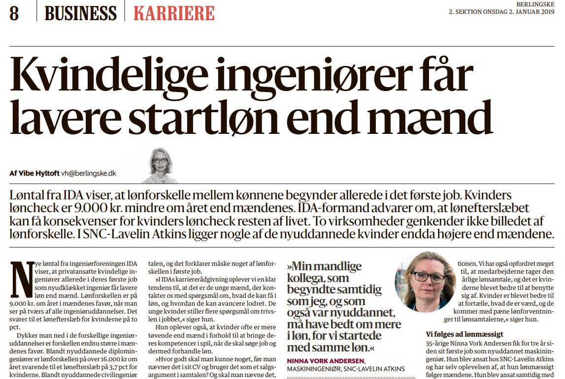 IDAdk's tweet image. Kvindelige ingeniørers løncheck er 9.000 kr. mindre om året end mændenes, fordi kvinder beder om for lidt i løn. @Juliane_IDA advarer om, at lønefterslæbet kan få konsekvenser for kvinders løncheck resten af livet #ligeløn #arbejde #dkpol #dkbiz berlingske.dk/karriere/kvind…