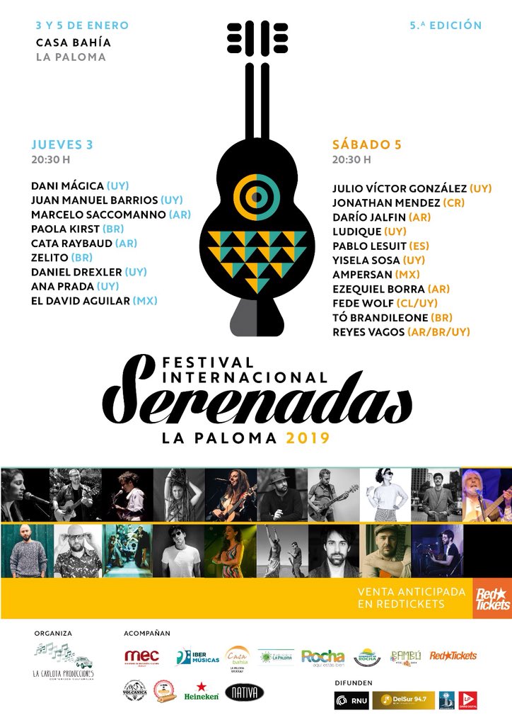 drexlerjorge's tweet photo. Si andan por la costa, en Uruguay, les recomiendo el Festival Internacional #Serenadas en La Paloma, el 3 y el 5 de enero.
Un cartel con lo más granado de la nueva generación de la canción iberoamericana! https://t.co/9Da90iJWnN