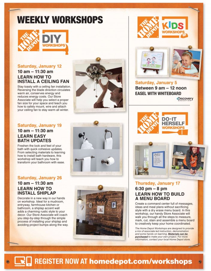 CRPaluszewski's tweet photo. ✔Out the January  2019🔨🔧🔩 #DIYWORKSHOPS @HomeDepot | #HomeDepot 📱💻https://t.co/uKfsWq6r82 👩👵 #DIHWORKSHOP 👧👦 #DIYWORKSHOP #HomeImprovement 👪 #familyfun #Team0989 #DIH #DIY #KIDS #weeklyworkshops #FREE ✅ with your local Home Depot! https://t.co/UjZkR2TVQ4