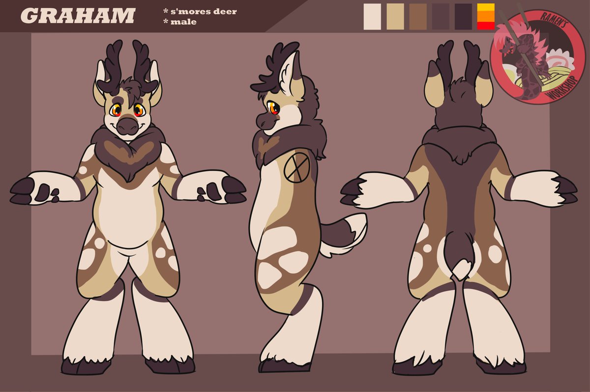 warmfuzzianimal's tweet image. first 2019 art is Graham! my new s'mores deer (sona?) that will be my second attempt at a suit. i'm super excited to get going with him -w- #fursuit #furryfandom