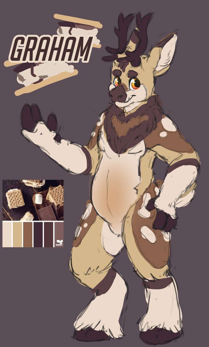 warmfuzzianimal's tweet image. first 2019 art is Graham! my new s'mores deer (sona?) that will be my second attempt at a suit. i'm super excited to get going with him -w- #fursuit #furryfandom
