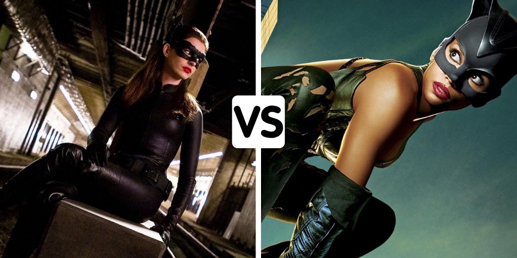 CinesUnidos's tweet photo. ¡¿WHAT?! CatWoman #AnneHathaway  VS CatWoman #HalleBerry ¿Cuál de las dos elegirás? #VS https://t.co/eEbrB2XPcx
