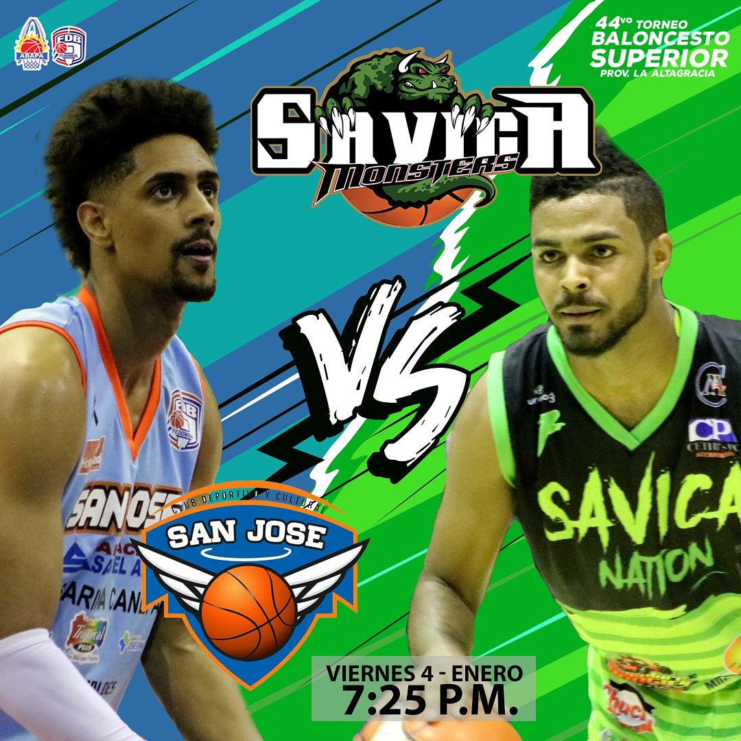 HigueyAbapa's tweet photo. Vamo' arriba! Viernes 4 de Enero volvemos al tabloncillo del #LeoTavarez de #Higüey #semifinal @sanjosebc vs. @savicabc a partir de las 7:25pm
#sesiente #copacanita
@fedombal @rafael_uribe @acrodepa @cervezacanita @domenbasket @basketdom @teamlosramirez @domdeportes https://t.co/BC7PhM4q9V