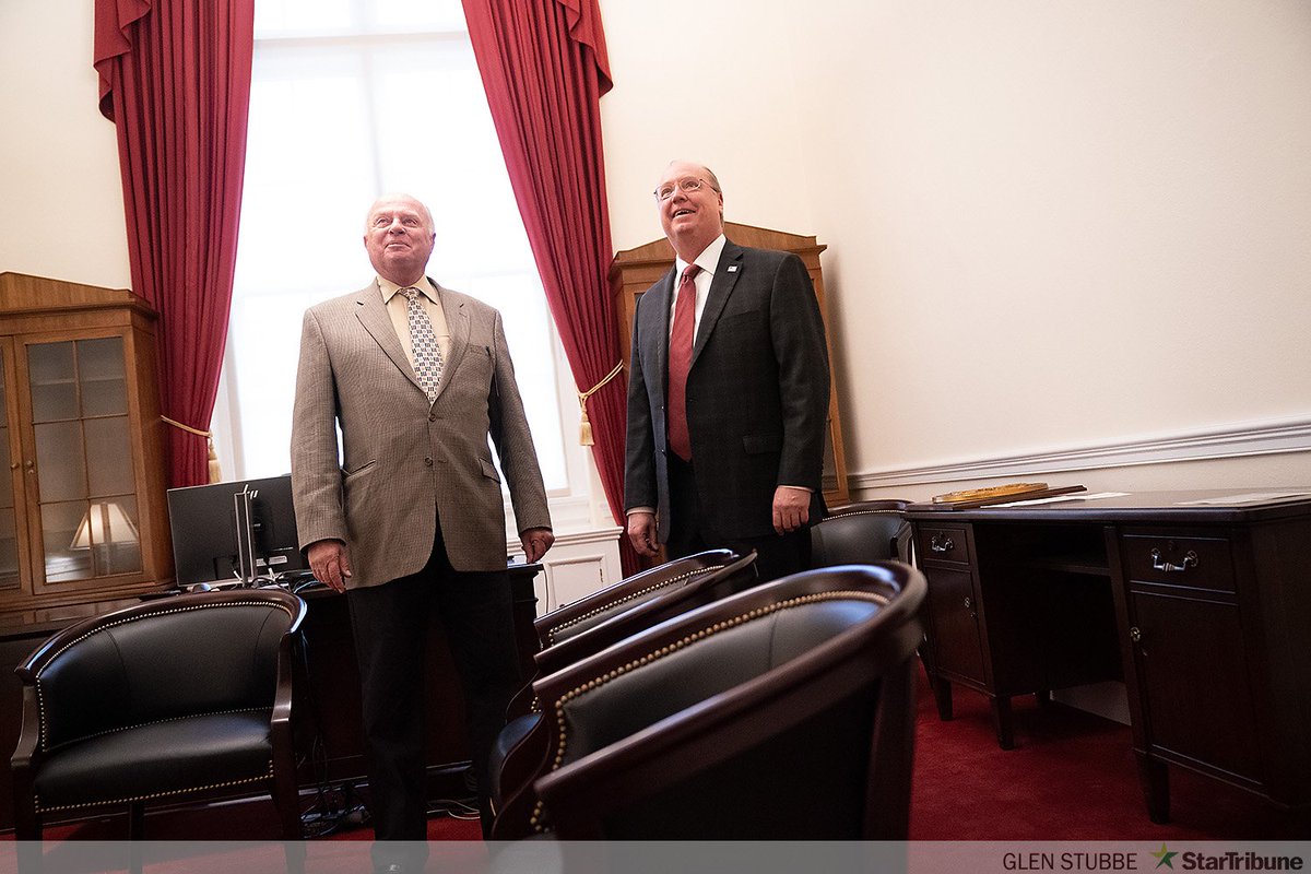 Congressman-elect @JimHagedornMN and his dad Tom looked around his new DC office, the same office, 325 Cannon, where his Tom Hagedorn, left, served as a MN Congressman, 74 to 82. He and the other members will be sworn in tomorrow.
