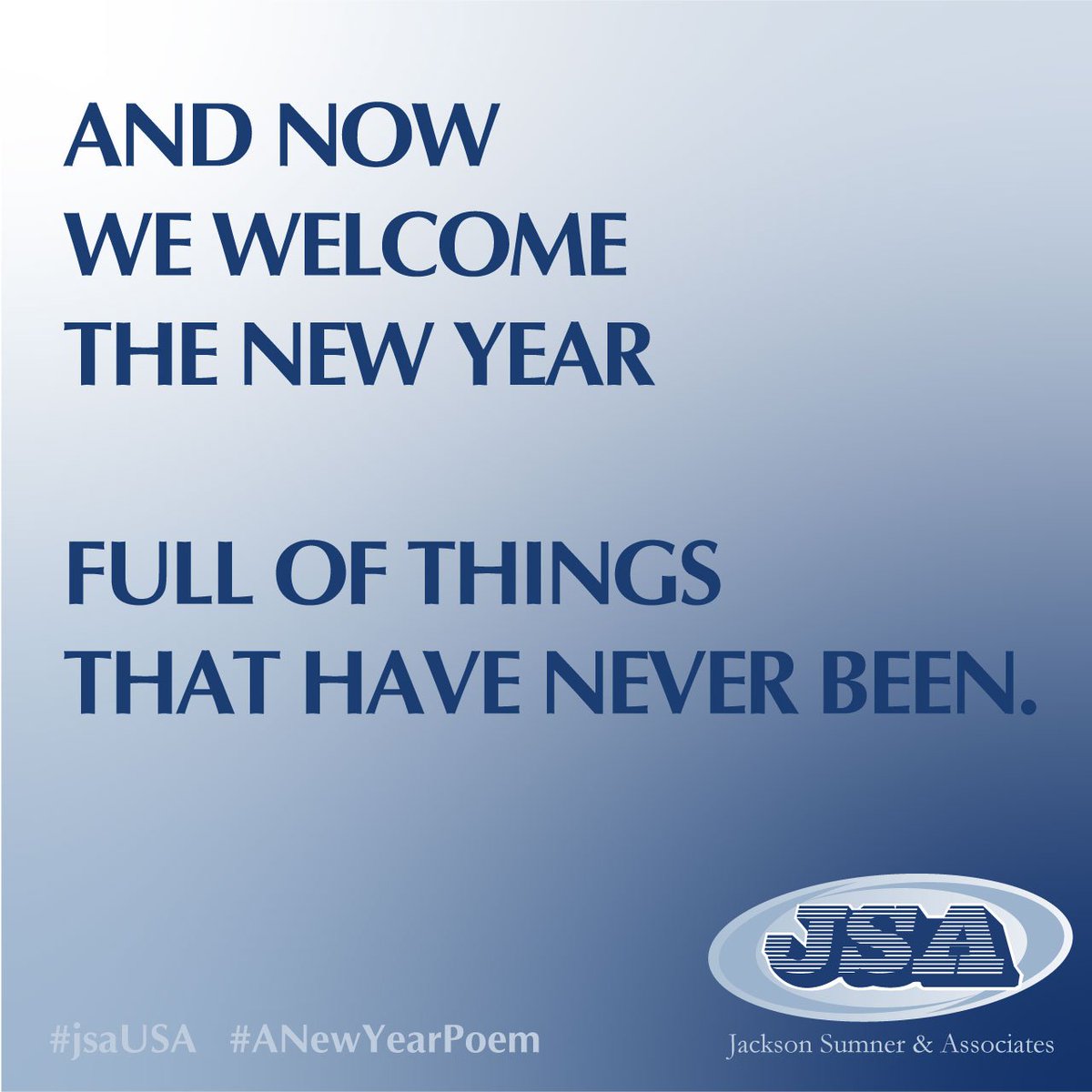 JacksonSumner's tweet photo. Here's hoping 2019 brings beautiful and wonderful joy. And when an E&amp;S risk comes across your desk,...ya know, one of those things you've never seen before,...give us a call! We're here to help! #jsausa #eands #jsadoes #insurance #TheirNoIsOurYes https://t.co/hB9CngMm8E