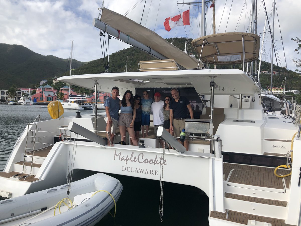 HYS_yachtsales's tweet photo. One of the advantages of placing your yacht with an owner-operated #charter management company is being able to chat directly with the boss! Andrew Thompson, co-owner of #Horizonyachtcharters catches up with owner of Maple Cookie, a @Fountaine_Pajot #Helia44 https://t.co/iHe2GmG7K8
