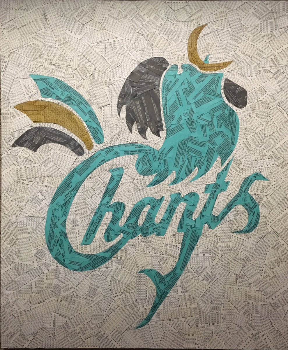 timcarrollart's tweet photo. This retro Coastal Carolina logo, made from cut baseball cards, will be up for auction at the 2019 @coastalbaseball Step Up to the Plate charity event! https://t.co/yT7L2ShEmb