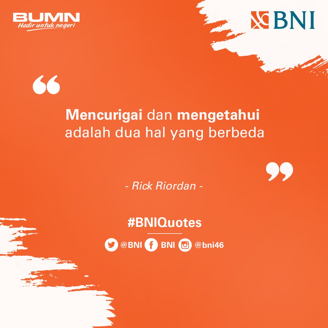 Berhati-hati dalam berteman merupakan sikap baik yang perlu dipertahankan, akan tetapi jangan sampai berhati-hati membuatmu berburuk sangka dengan apa yang orang lain lakukan. #BNIQuotes