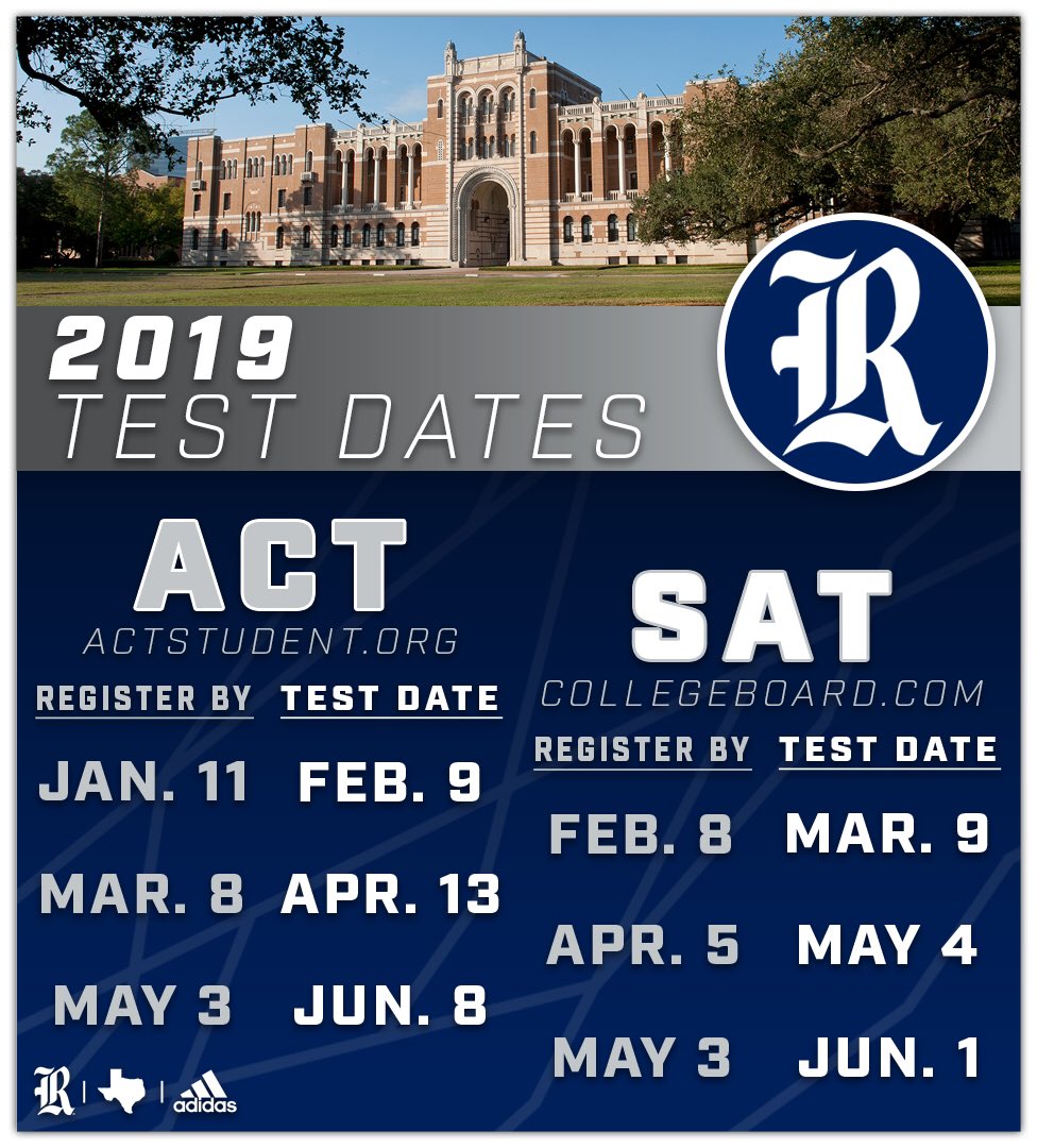RiceOwlsFB's tweet image. All Student Athletes make sure to get signed up for the 2019 ACT/SAT tests. #IntellectualBrutality