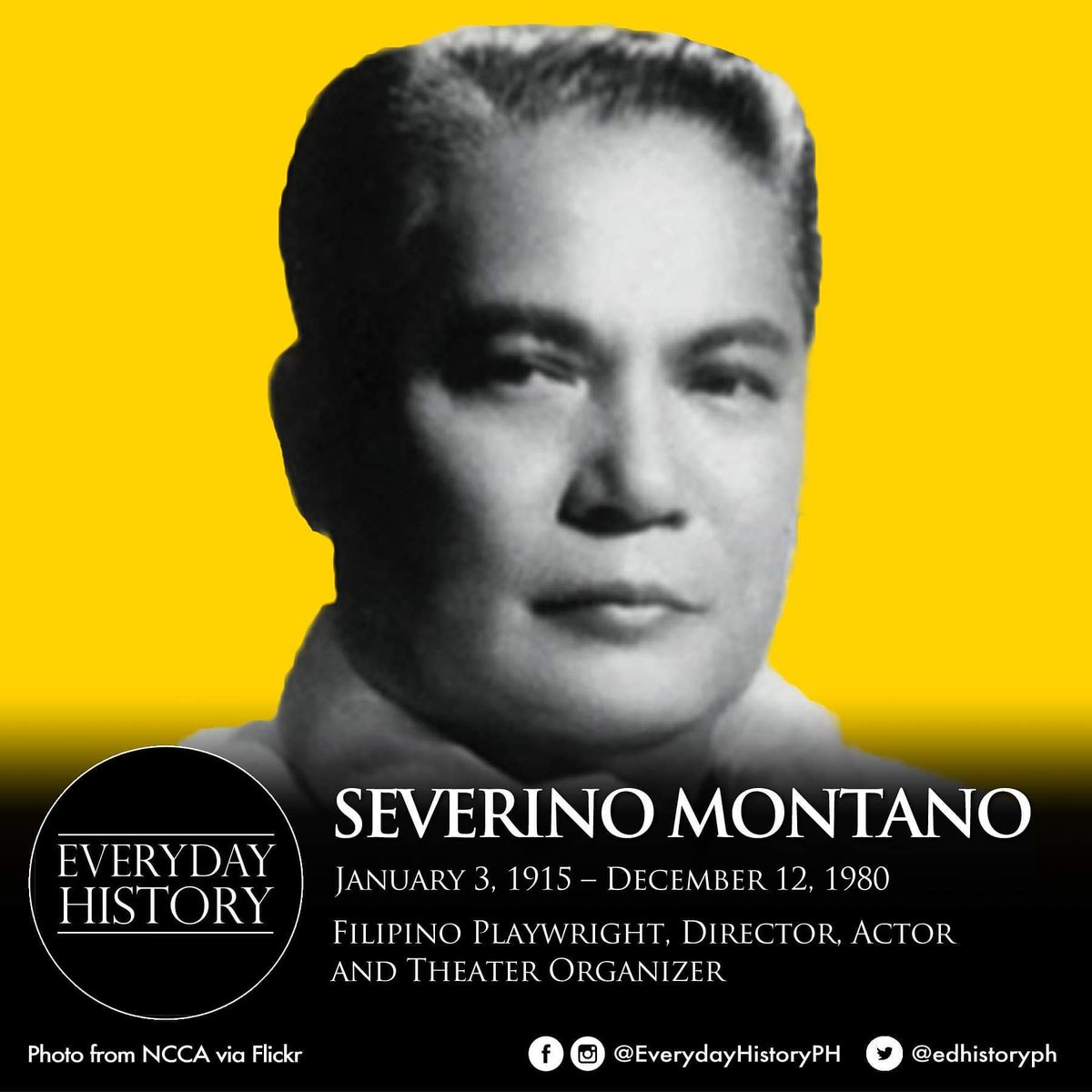 #January3 | On this day in 1915, Filipino playwright, director, actor and theater organizer Severino Montano was born in Laoag, Ilocos Norte. As the Dean of Instruction at the Philippine Normal College, he established a graduate program for training playwrights, directors... 1/2