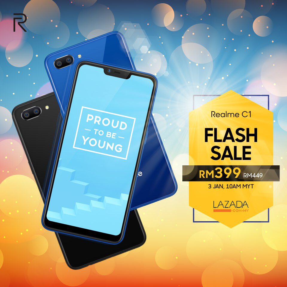MalaysiaRealme's tweet photo. We are giving you more things to look forward to in the New Year - get your clicking fingers ready, as our Realme C1 goes 🚨on sale🚨in just a bit! Head on over to https://t.co/utBlEjHoyO from 10am to grab one!

#RealmeC1 #RealmeMalaysia #EntryLevelBeast #MegaDisplayMegaBattery https://t.co/TRgJIedofY